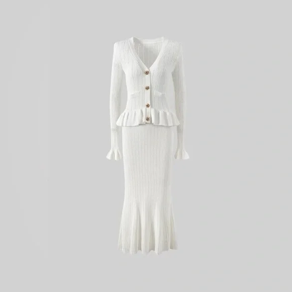 SOLD OUT 144. HIGH END Ruffled Knit Top and Flared Skirt Set - Picture 6 of 6